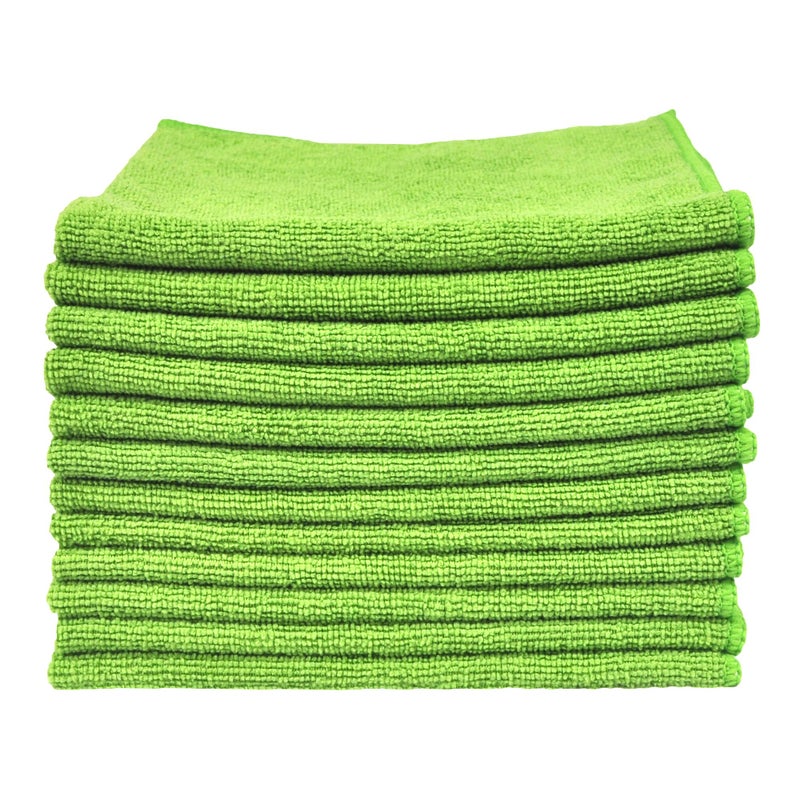 Eurow Utility 240 GSM Terry Weave Microfiber Cleaning Towels for Home, Auto, Boat, RV, Garage, Shop, Streak-Free, Scratch-Free, Reusable, Multi-Surface, Ultra Absorbent, 16x16 Inch, 12-Pack, Green - Image 3